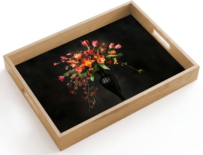 Dienblad hout 40x30 cm - Schootdienblad - Sierlijk - Boeket - Vaas - Borrelplank rechthoek - Plateau dienbladen