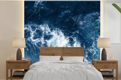 Behang - Fotobehang Water - Golf - Blauw - Breedte 280 cm x hoogte 280 cm