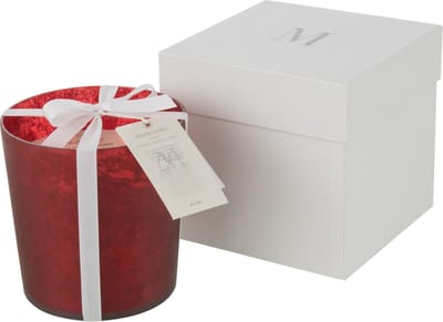 J-Line geurkaars M-Chic - Oud & Amber - glas - rood - medium - 80U