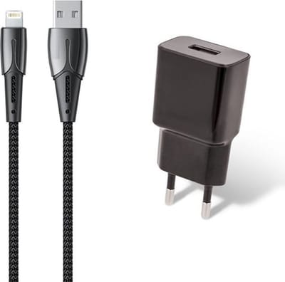 OneOne 2A lader + 1,2m stevige OneOne Lightning kabel. Universele oplader adapter. past op Apple iPhone 14 Plus, iPad Mini 1, iPad Mini 2, iPad Mini 3, iPad Mini 4, iPad Mini 5, iPad Air, iPad Air 2, iPad Air 3