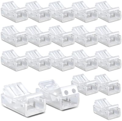 20 stuks Snelkoppeling Draad Connector voor 8MM 2 Pin LED Licht Strip - Eenvoudige Installatie - Verbindt Kabel naar LED Licht Strip