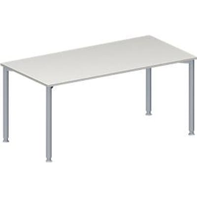 Schäfer Shop  Genius Vergadertafel MODENA FLEX, in hoogte verstelbaar, rechthoekig, 4-poot ronde buis, B 1600 x D 800 mm, zonder contactdoos, lichtgrijs