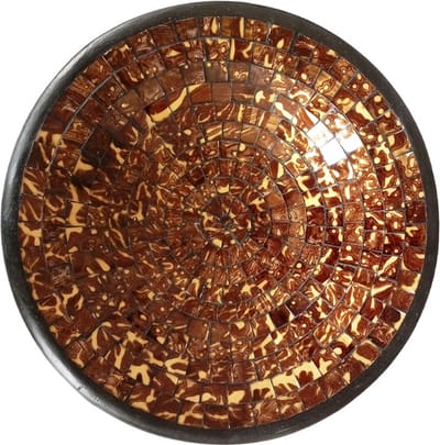 Floz Design fruitschaal glasmozaiek - decoratieve schaal - chocoladebruin met geel - 30 cm - fairtrade