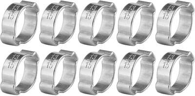 Twee Oor Slangklemmen Set van 10 Stuks, RVS Slangklemmen voor Brandstof, Silicone en Rubber Slangen (13-15mm)