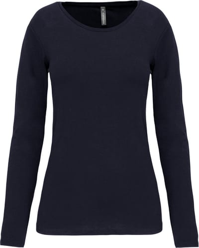 Kariban Dames-t-shirt ronde hals lange mouwen K3017 - Navy - M