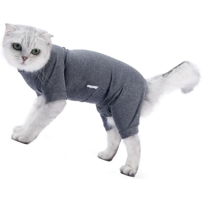 Herstelpak voor Katten 4 Poten Voorkomt Haaruitval Zeer Elastisch Comfortabel Huidvriendelijk Zacht Herstelpak voor Kittens na Operatie gray