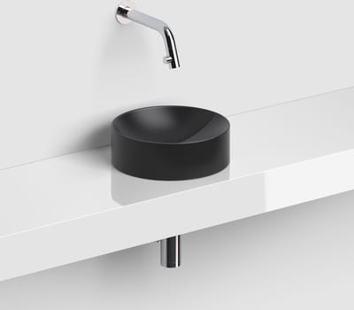 Clou Vale fontein, ø22 cm, zonder kranenbank, mat zwart keramiek