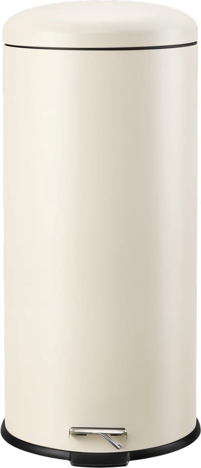 HÜSQ Slimbin Prullenbak - ronde, luxe Pedaalemmer van 30 liter - met Binnenemmer - Soft-Close Vuilbak - Vuilnisbak in soft beige crème