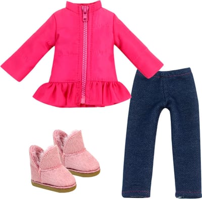 Sophia's Poppenkleding voor Modepop - Puffer Jas, Leggings en Laarzen - Poppen Accessoires