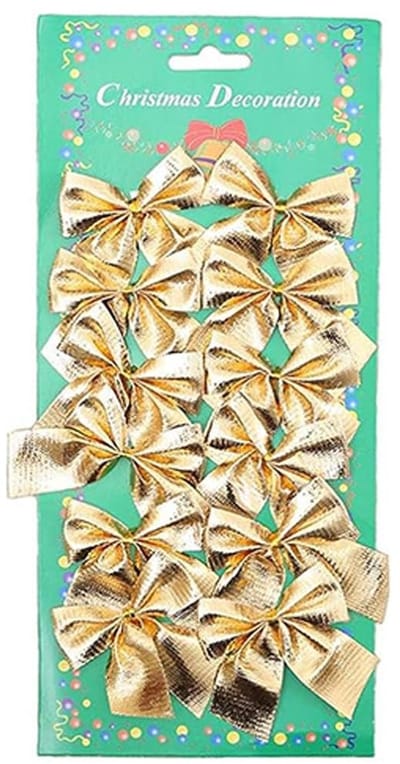 Dailygoods- Kerststrikken 12 stuks - Fluwelen Lintstrikken - Ornamenten voor Kerstboom - Decoratie - Cadeautjes Inpakken - Afmeting 5 x 6 cm - Kerstdecoratie