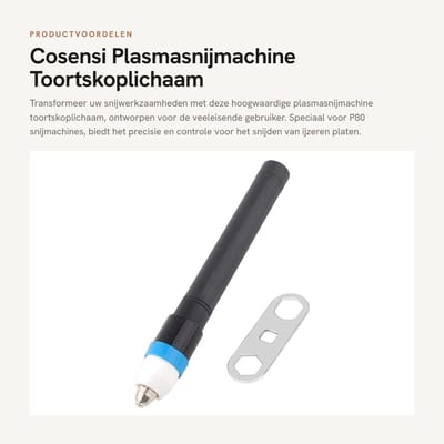 Dailygoods- Plasmasnijmachine 1000Pa - Plasmatoorts - Toortskoplichaam - Rechte Handgreep - Snijden Ijzeren Plaat - Geschikt voor P80-snijmachines - Snijmachine