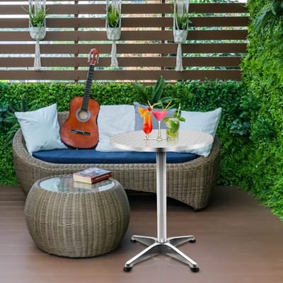 Hoge Bistrotafel - Feesttafel Bar Tafel - Binnen en Buiten - In Hoogte Verstelbaar - 70 tot 110 cm - Zilverkleurig