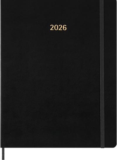 Famanu – Weekplanner 2025–2026 XXL 15 maanden verticale indeling met stevige zwarte kaft