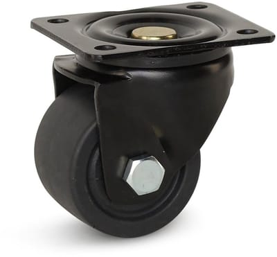Zwart nylon zwaarlast zwenkwiel met topplaat - 75mm - 600kg