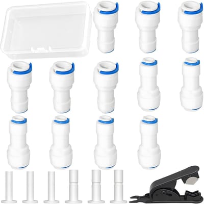 Dailygoods- Slangfitting 12 Stuks - Snelle Koppeling - Waterdicht - Plug-in - Omgekeerd Osmose Systeem - Geschikt voor Waterfilters - PP Materiaal - Waterkoppeling