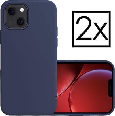 Hoesje - 2 Stuks - Geschikt voor Apple iPhone 13 Mini - Sterk & Shockproof - Case Siliconen - Back Cover - Telefoon Hoes - Donkerblauw