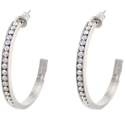 Behave – Oorringen – Zilverkleurig Regenboog Kristal – 3,5 cm – Trendy – Elegant