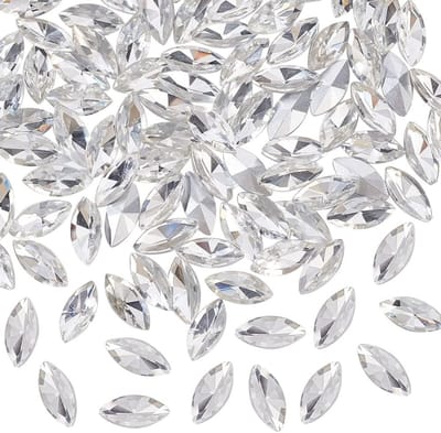 100 Stuks Paardenoog Glazen Strass Steentjes met Puntige Achterkant 15x7x4mm Duidelijke Versieringen voor Kostuum Maken en DIY Creaties