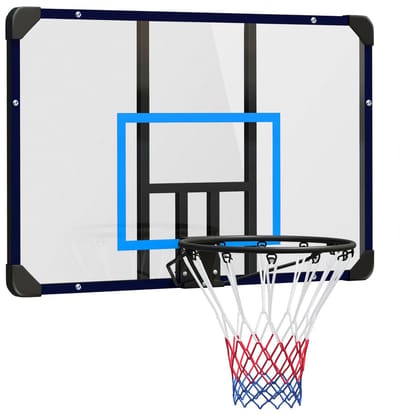 Basketbalkorf 113x61 cm - Wandmontage - met Backboard Korb en Net Outdoor - Staal - Zwart