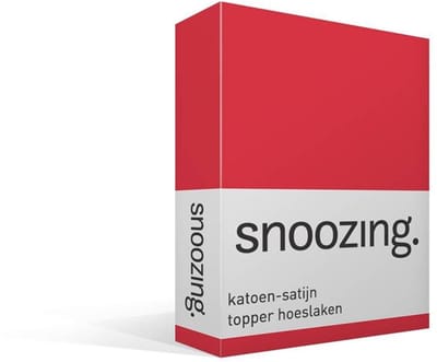 Snoozing - Katoen-satijn - Topper - Hoeslaken - Eenpersoons - 70x200 cm - Rood