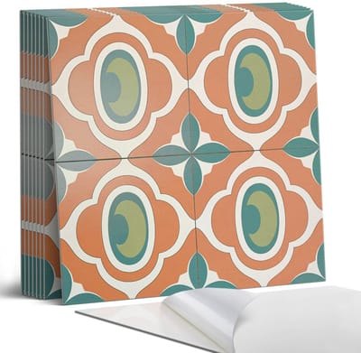 Coloray Plaktegels - Mozaïekpatroon met plantenmotief Portugese Tegels - 30 cm x 30 cm - Groente Plaktegels - 9 stuks - Vierkant PVC Tegels - Plaktegels Keuken - Zelfklevende Vloertegels - Vinyl Tegels - Zelfklevende Tegels