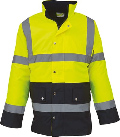 Yoko Signalisatie tweekleurig jack voor de autobaan YHVP302 - Hi Vis Yellow / Navy - M