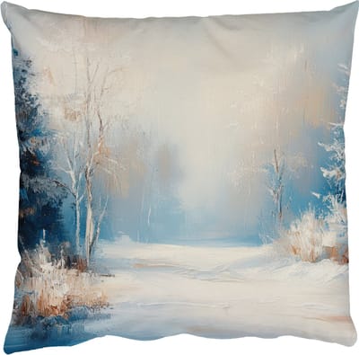 Sierkussens - Kussentjes Woonkamer - 50x50 cm - Bos - Winter - Natuur - Abstract - Sneeuw - Kerstdecoratie voor binnen - Kerstversiering woonkamer decoratie - Kerstmis versiering in huis - Christmas decorations - Kerstaccessoires