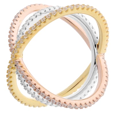 Orphelia Dames 925 Sterling Zilveren Ring - Goud/Zilver/Roze ZR-7280