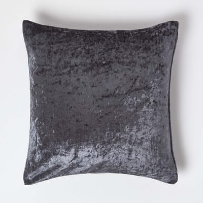 Homescapes Luxe gebroken fluwelen kussenhoes in donkergrijs 45 x 45 cm