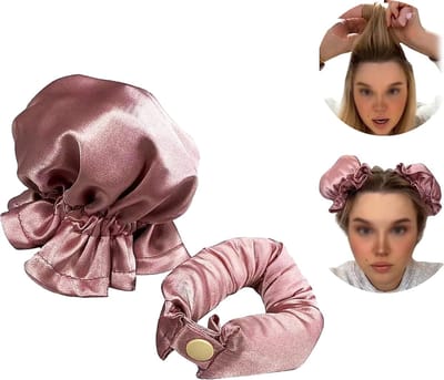 Hitteloze kruller - Satijnen Haarkruller - Haarrollers - Hittevrije Krullen - Haarkruller - Krulspelden - Roze - LOUZIR