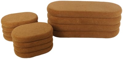 sweeek - Bankkist met 2 opbergpoefjes in boucléstof - l111cm