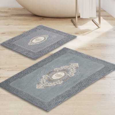 Asir Badmat Set (2 stuks) - Grijs