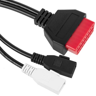 BeMatik - OBD2 2-pins dubbele mannelijke rode diagnostische kabel compatibel met Audi