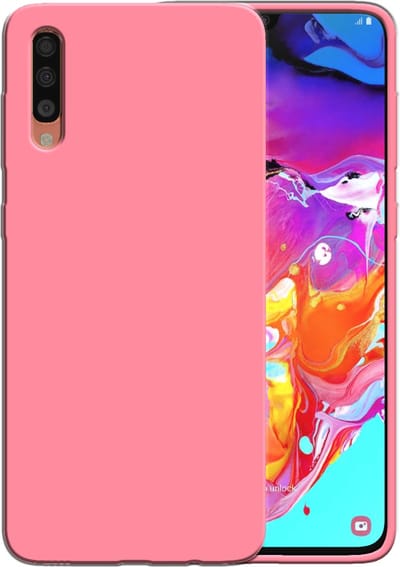 Smartphonica Siliconen hoesje voor Samsung Galaxy A70 / A70s case met zachte binnenkant - Roze geschikt voor Samsung Galaxy A70;Samsung Galaxy A70s