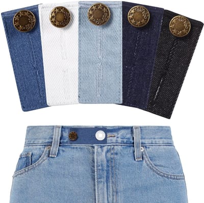 5 stuks verstelbare taille verlenger voor broeken, elastische tailleband verlengers, knop verlengers voor broek broek zwangerschap jeans verlenger taille extensies (3,26 x 1,38 ”, 5 kleuren)