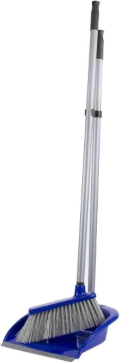 Sorex Stoffer en blik - Maria setje - met lange steel - grijs/blauw - kunststof