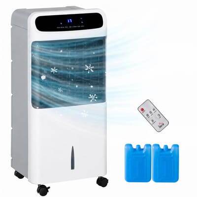 Sogiol® Mobiele Airco - 4-in-1 verdamping sluchtkoeler - Draagbare Airconditioner - 12L Watertank - voor 25-35 m² - met Afstandsbediening & 12-uurs Timer - Inclusief Wieltjes - Wit