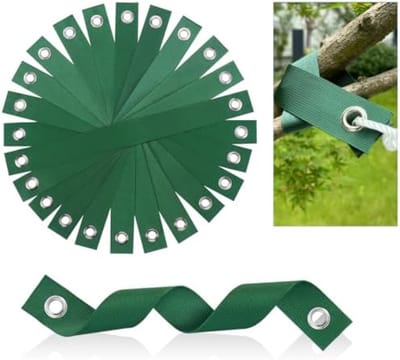 PolkaHome 12 stuks boomsteunbanden, groene, zwaar belastbare singelband, tuinboombanden, 15,7 inch, nylon band, plantenbanden voor planten enten en rechttrekken, tuinband, bagageverpakking