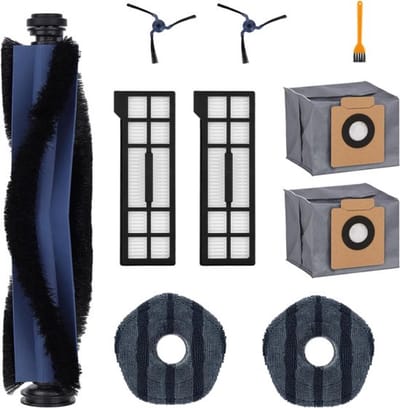10-delige accessoireset Geschikt voor Eufy X10 Pro Omni Vacuüm Cleaner Robot - Reserveonderdelen - 1 Hoofdborstel - 2 Zijborstels - 2 Cartridges - 2 Doeken - 2 Stofzakken - 1 Kleine Borstel