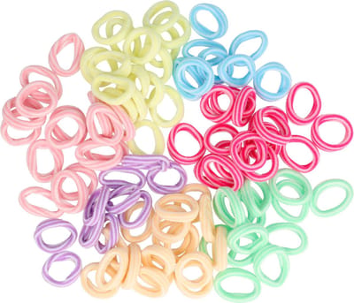 Haarsoires Haarelastiekjes Mini 2,5cm - Endless Streep - Roze Paars Oranje Blauw Groen - Set van 70 - Kleine Haar Elastiekjes voor Vlechtjes & Staartjes