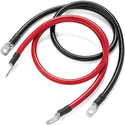 Dailygoody - 2-delige batterijkabel - Koperen kabel - 50 cm - Rood en zwart - 5AWG - Geschikt voor voedingsbatterijen en tractiebatterijen