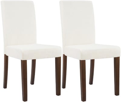 CLP Ina Set van 2 eetkamerstoelen - klassiek - met rugleuning - hout - corduroy - ribstof - antiek donker/creme
