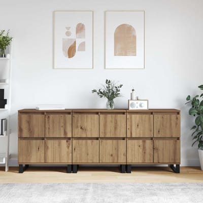 vidaXL - Dressoir - 3 - st - Artisan - Eiken - 60 - x - 35 - x - 70 - cm