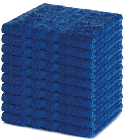 Lavea® Set van 10 Washandjes 30x30 cm | 100% Katoen | Zachte & Absorberende Gastendoekjes | Gezicht, Baby, Make-up, Reizen - Koningsblauw