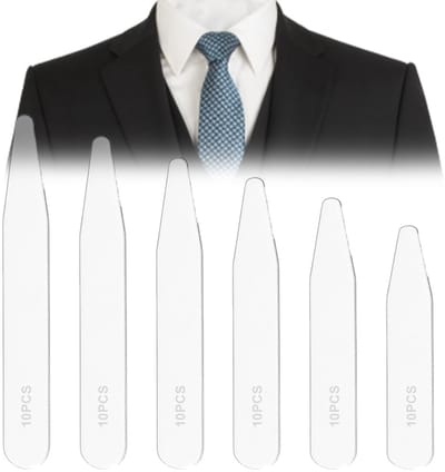 Dailygoody - Kunststof hemdkraag - Kraagstaafjes - Ideale kraagversterking - Transparant - Voor heren - 80 stuks - Verkrijgbaar in 8 maten