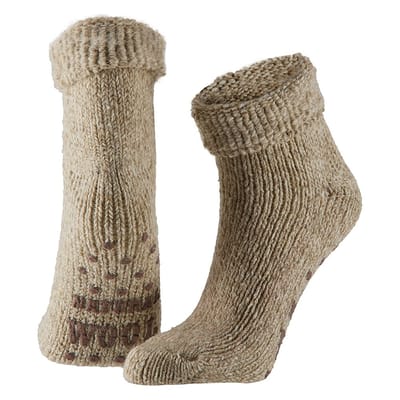 Wollen Kinder Huissokken - Anti slip - Bruin / 23/26