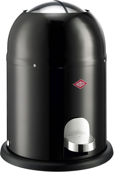 WESCO Mini Master cosmetica-emmer in de kleur zwart, gepoedercoat staalplaat, inhoud 6 liter, kunststof binnenemmer, voetpedaal
