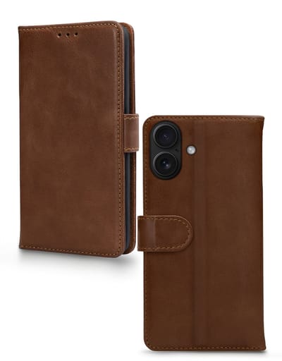 Mobilize Telefoonhoesje geschikt voor Apple iPhone 17 Hoesje Echt Leer | Mobilize Wallet Bookcase Portemonnee | Pasjeshouder voor 3 Pasjes | Telefoonhoesje voor Pinpas / OV Kaart / Rijbewijs - Bruin