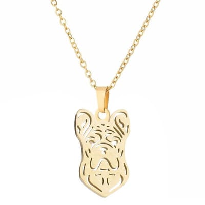 Fako Bijoux® - Ketting Met Hanger - Stainless Steel - RVS - Staal - Hond Boxer - Goudkleurig