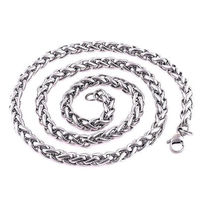 Fako Bijoux® - Schakelketting Staal - RVS - Vossenstaart - Rond Gevlochten - 8mm - 55cm - Zilverkleurig